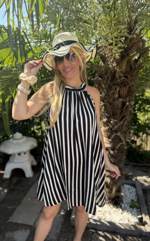 Love The Stripe Halterdress Black