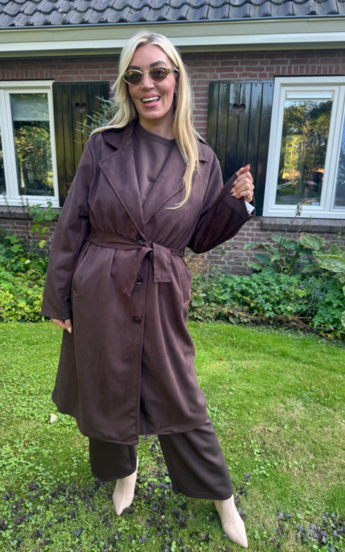 Suedine TrenchCoat Brown