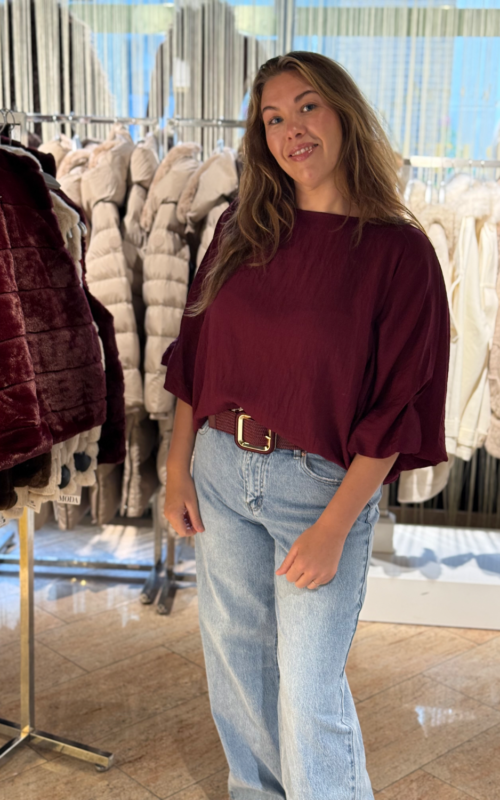 Balloon Sleeve Top Burgundy
