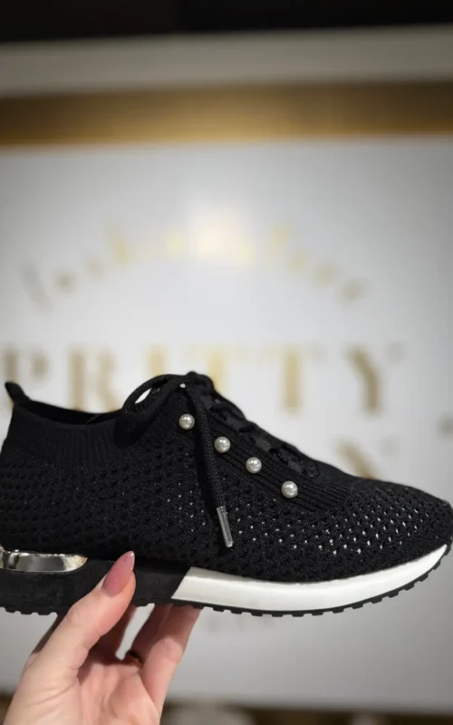 La Strada Sneaker Pearl Black Silver Knitted