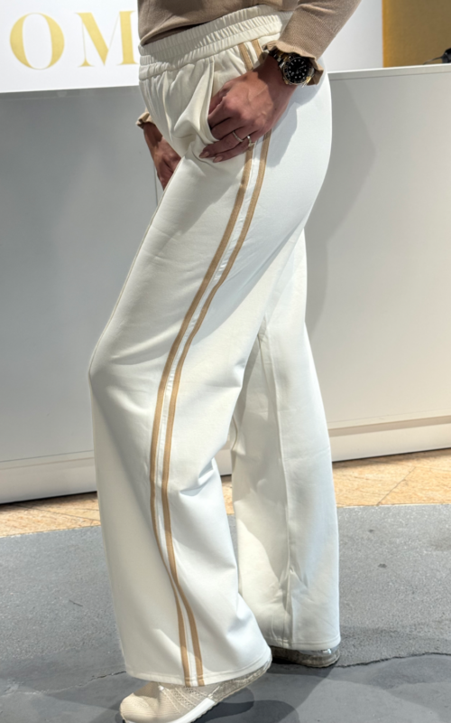 K Design D501L Cream Joggers Met Strepen
