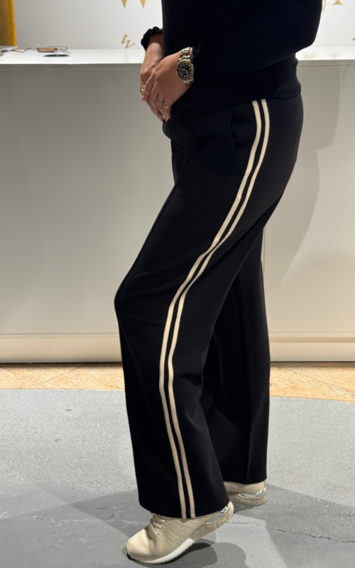 K Design D501L Black Joggers Met Strepen