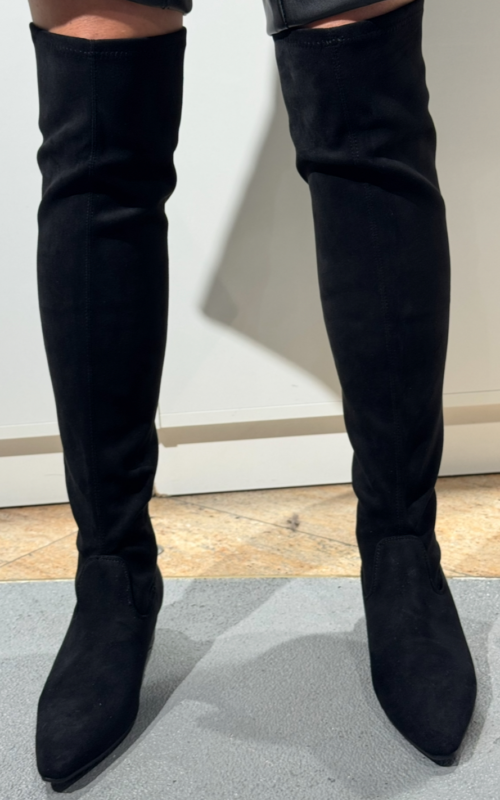 La Strada Overknee Suedine Black Micro