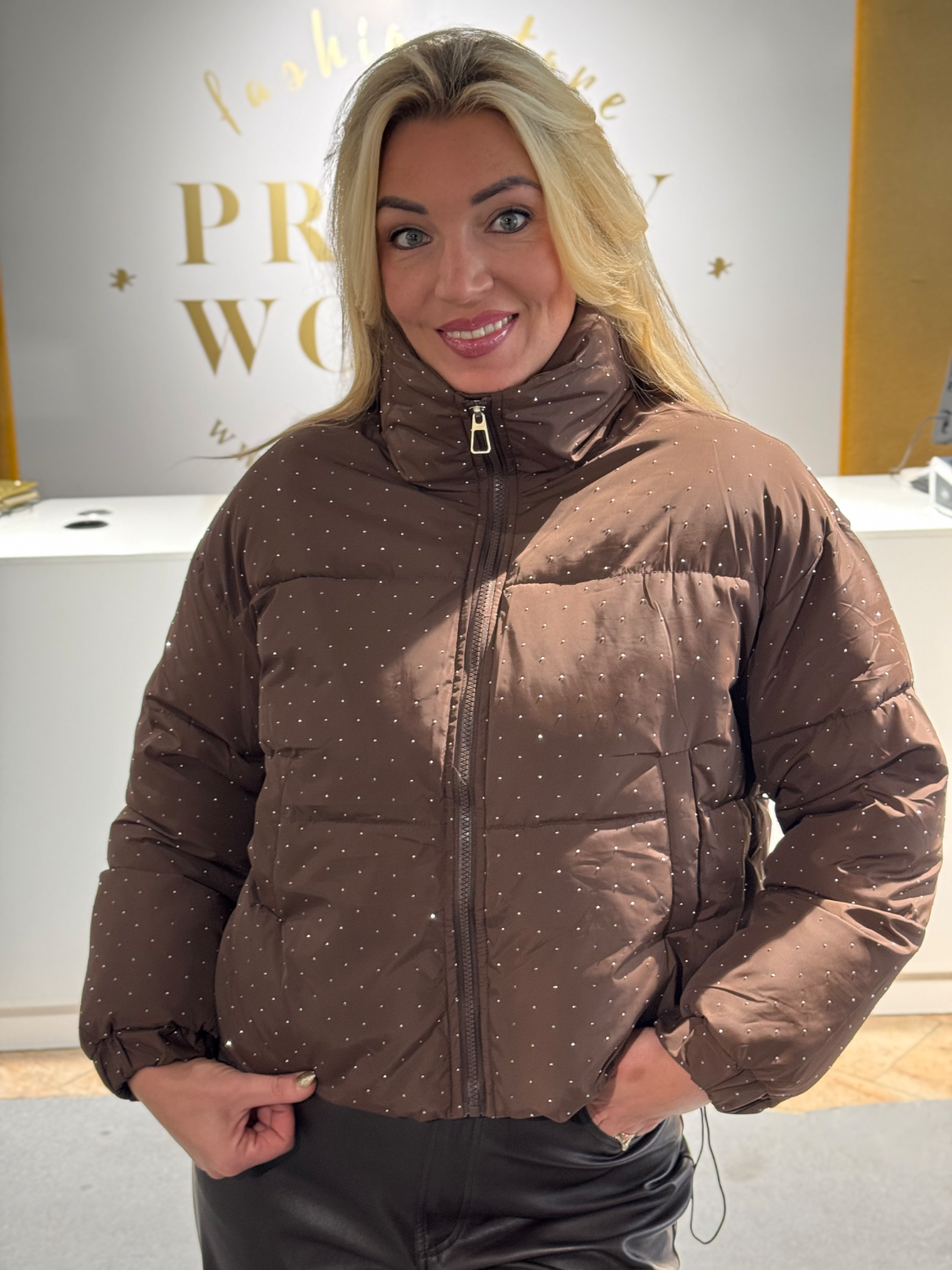Glam Bomber Jacket Brown - Afbeelding 2