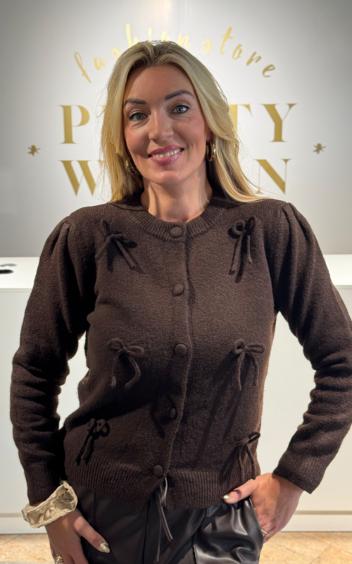 Brown Bow Cardigan