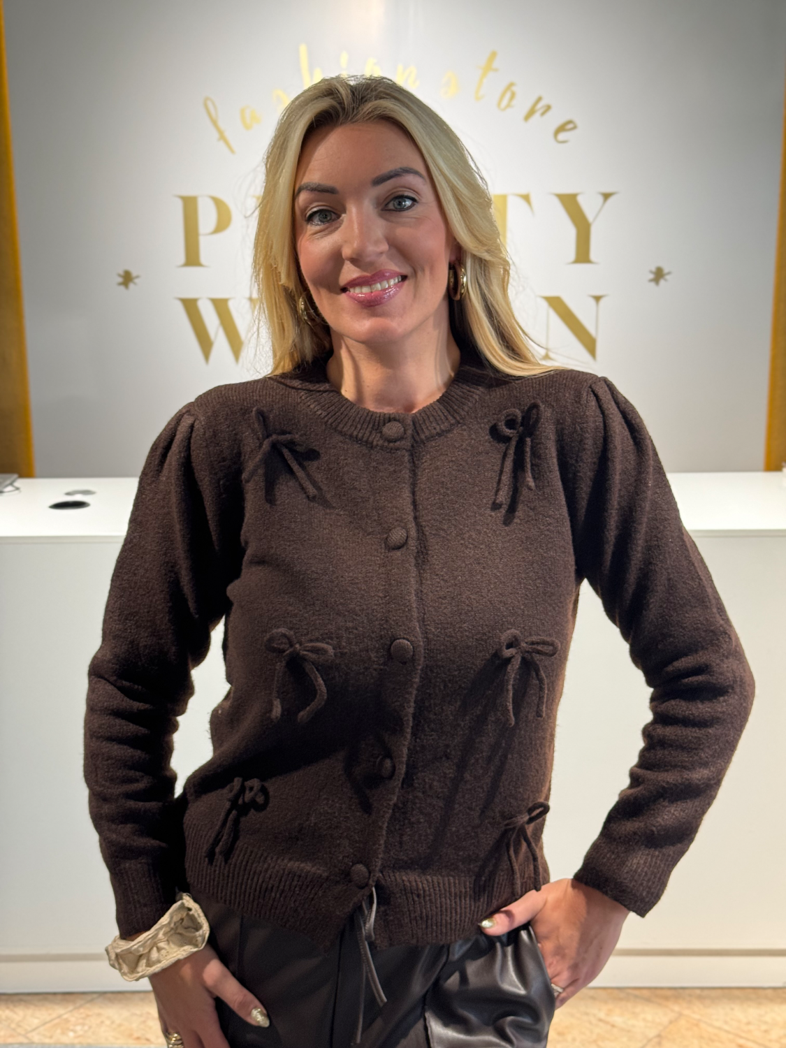 Brown Bow Cardigan