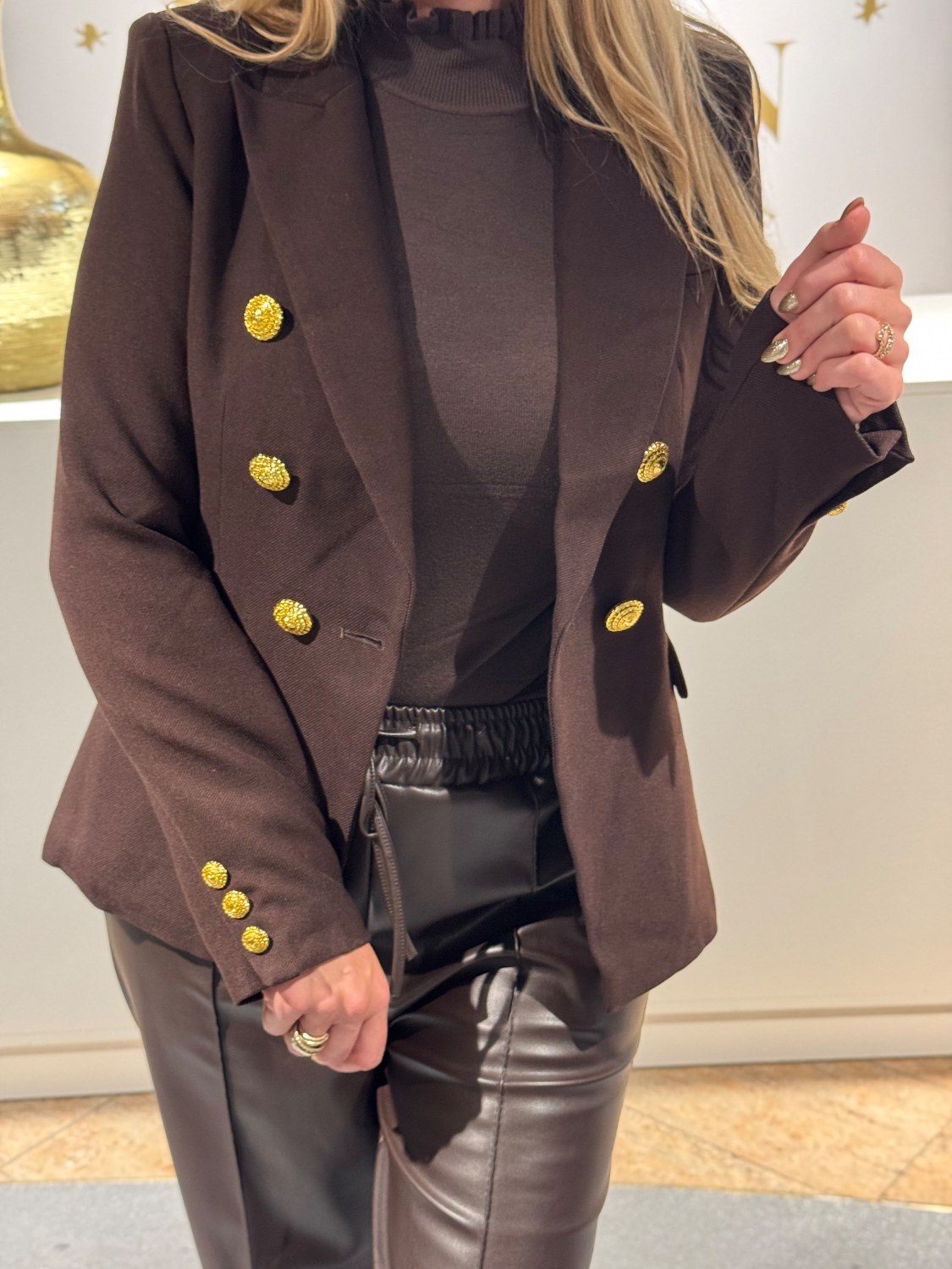 Unique Blazer Brown Goldbutton - Afbeelding 2