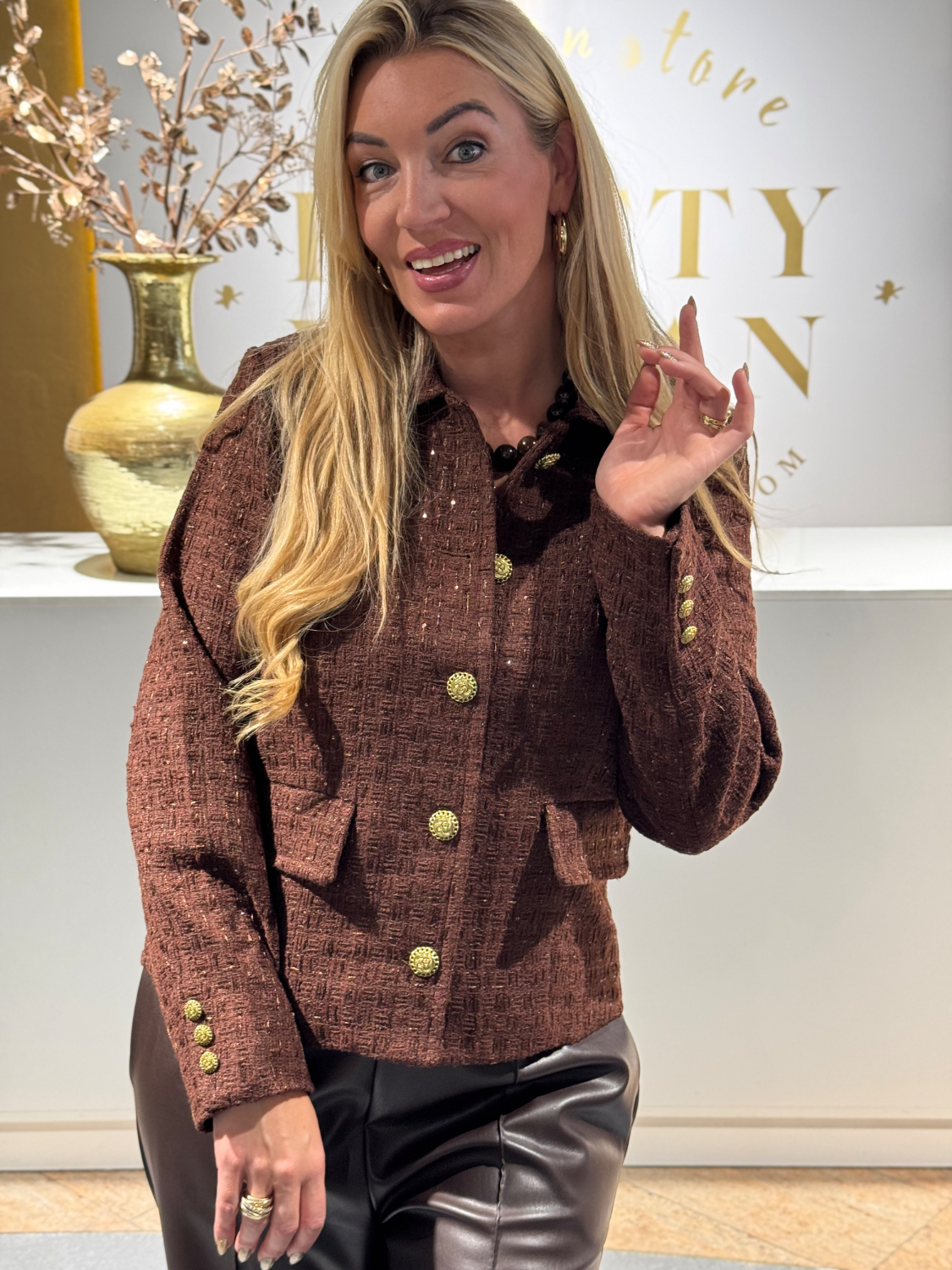 Unique Paillets Blazer Brown - Afbeelding 2