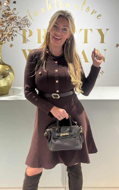 Cappuccino Dress Gold Button