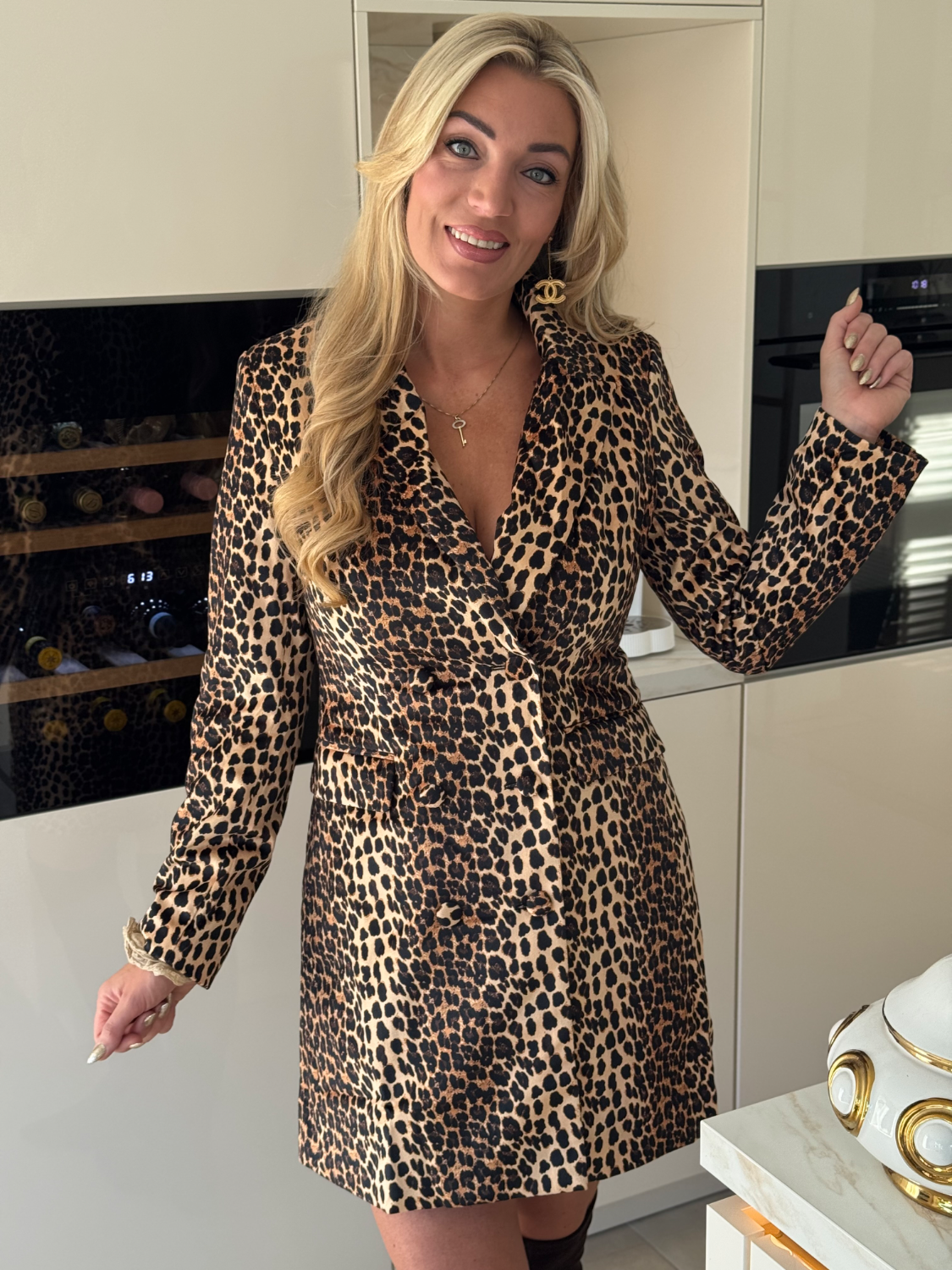 Leopard Velvet Blazer Dress