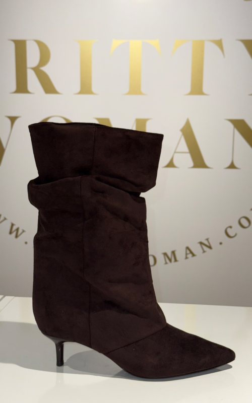 Suedine Boots Kittenheel Brown