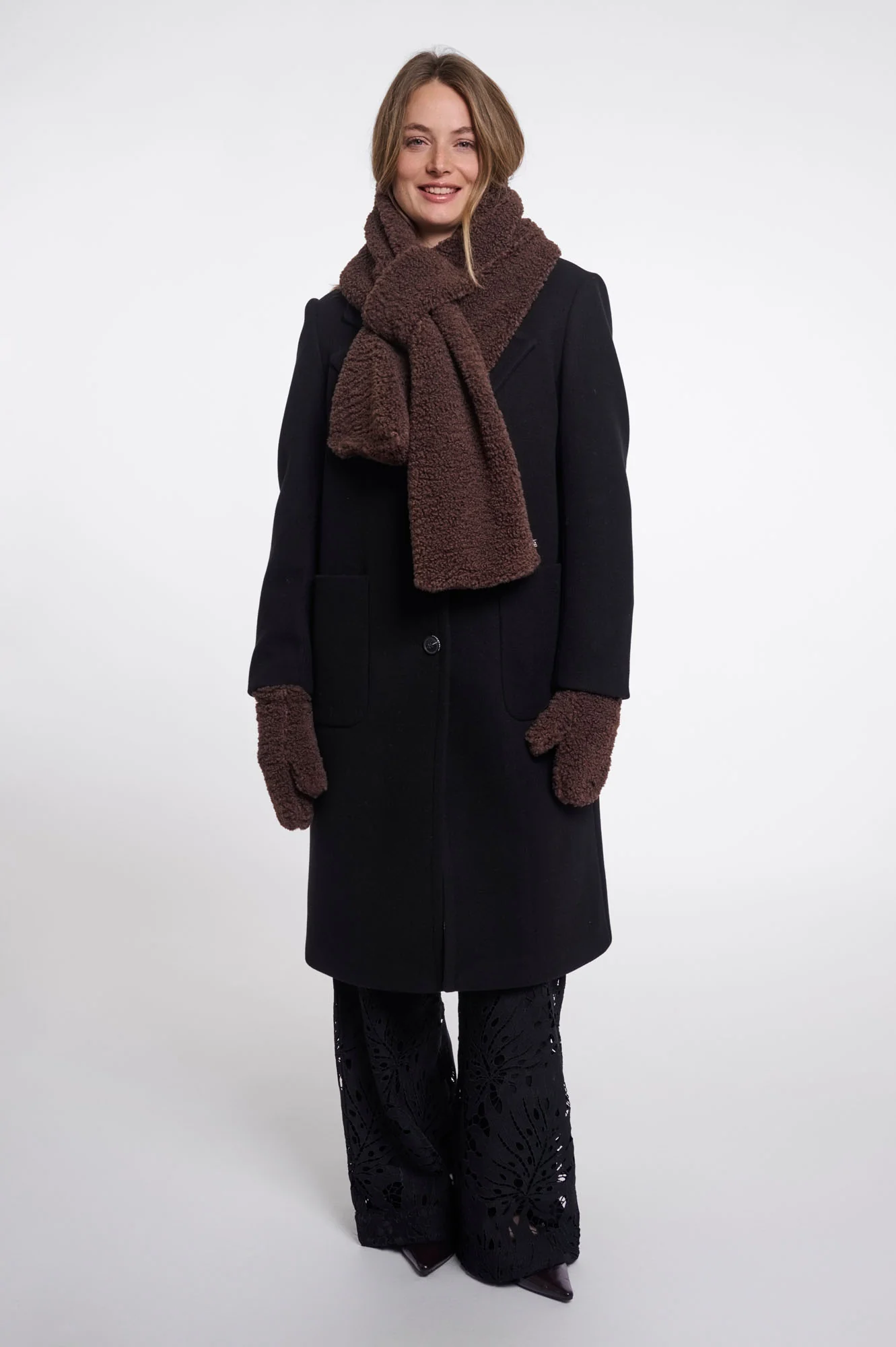 Rino & Pelle Scarf Asho Teddy Coffee Roast - Afbeelding 2