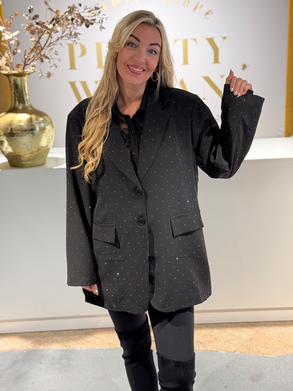 Glam Glitter Blazer Black - Afbeelding 3