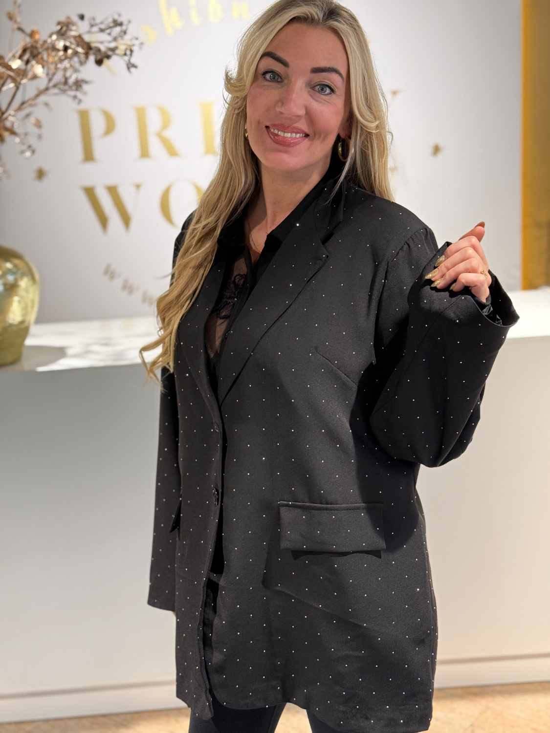 Glam Glitter Blazer Black