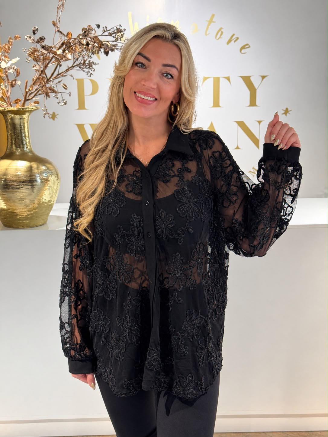 Rosalie Sequin Blouse Black