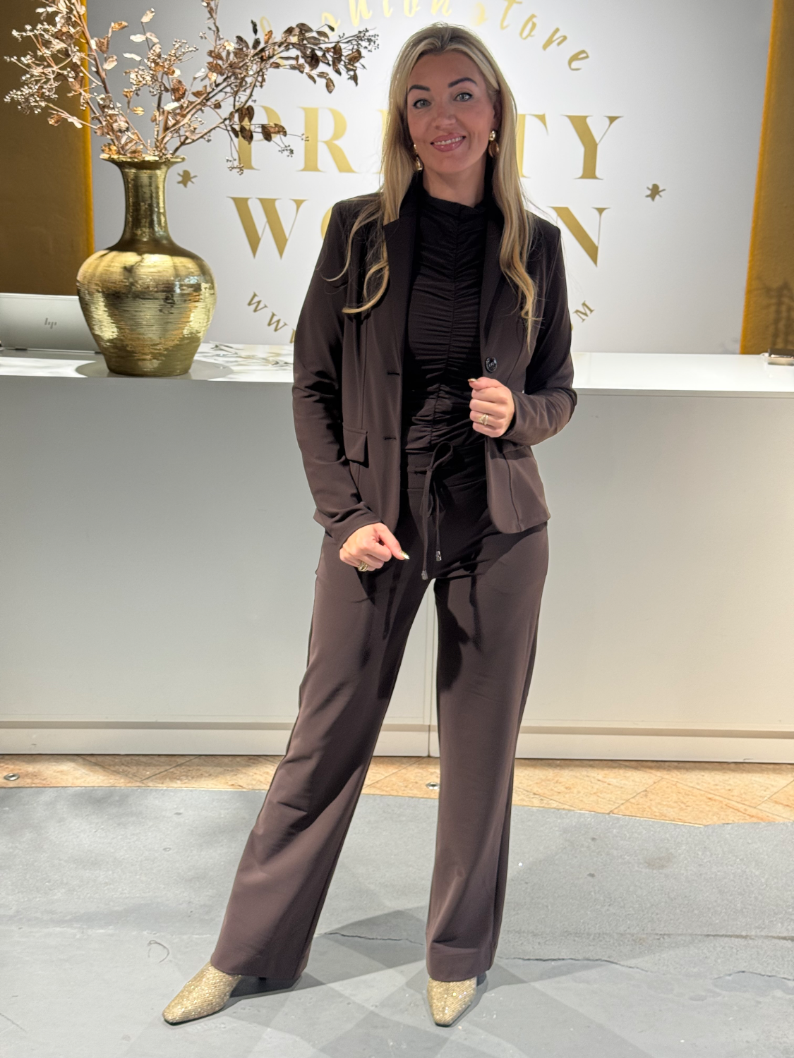 Mi Piace Trousers Straight 089 Bonded Espresso - Afbeelding 4