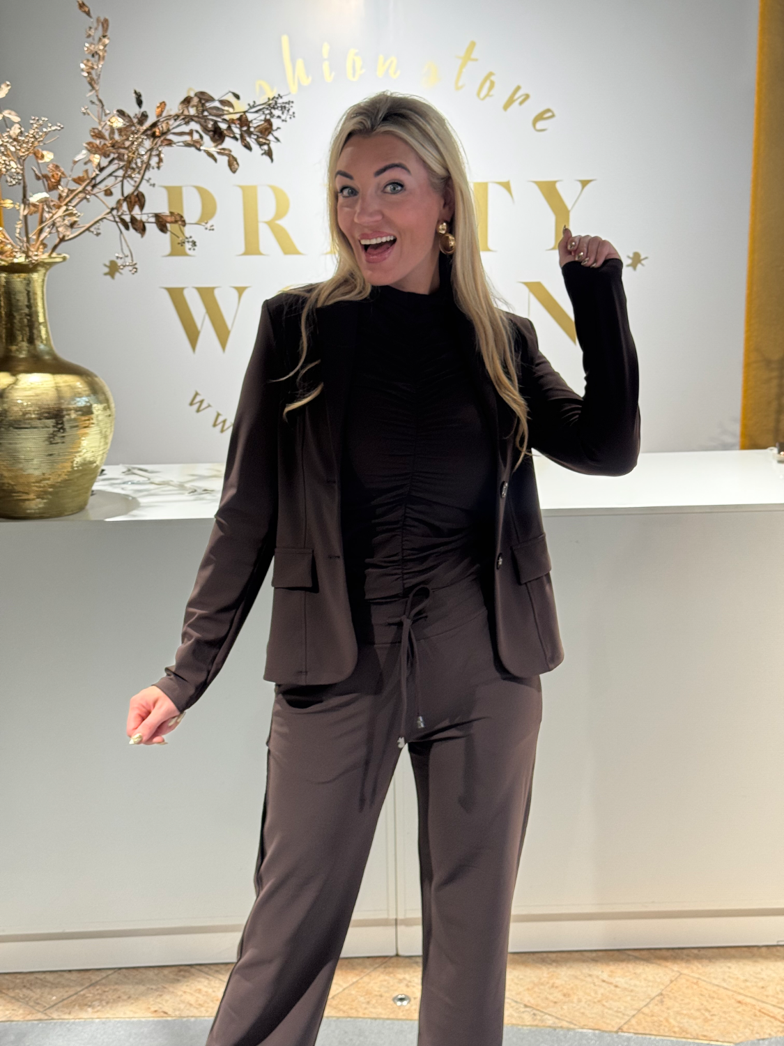 Mi Piace Trousers Straight 089 Bonded Espresso - Afbeelding 5