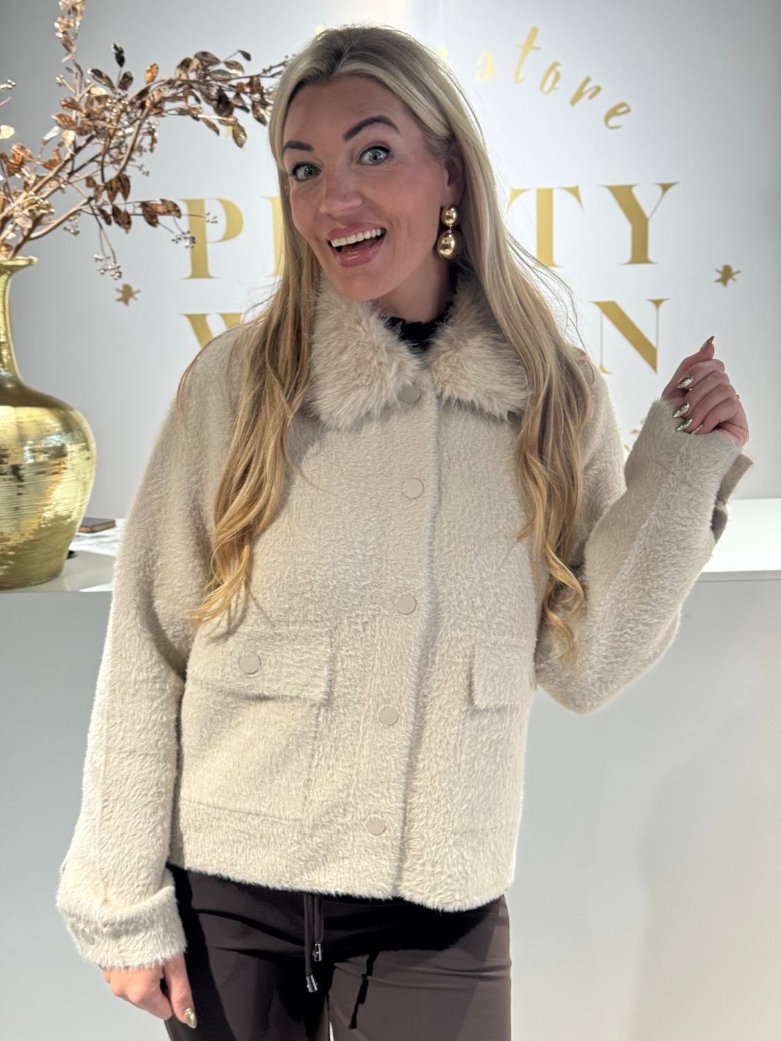Rino & Pelle Nia Jacket With Detachable Collar Stone