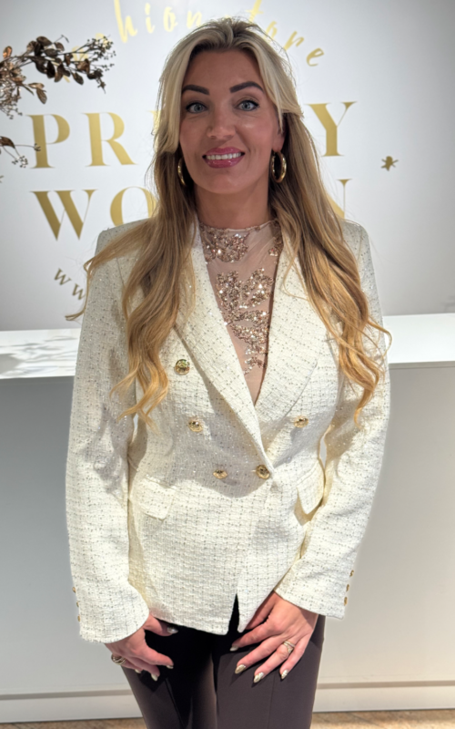 Unique Blazer Paillet Creme
