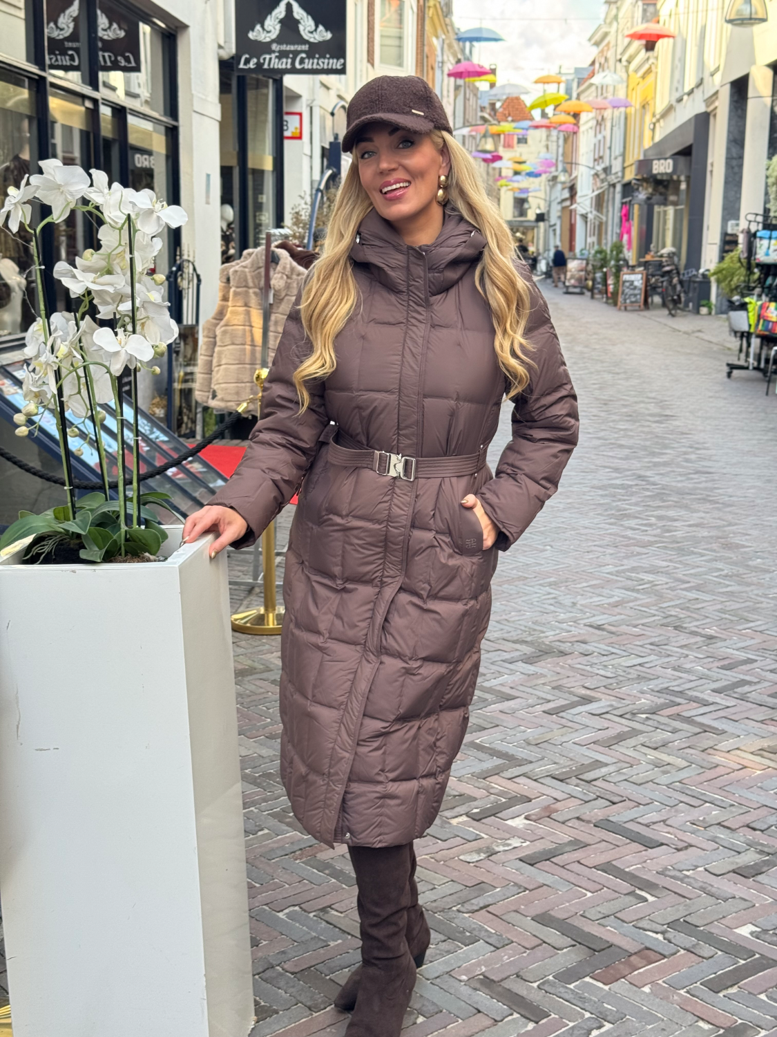 Rino & Pelle Lowen Jacket Long Down With Hood Dusty Coffee